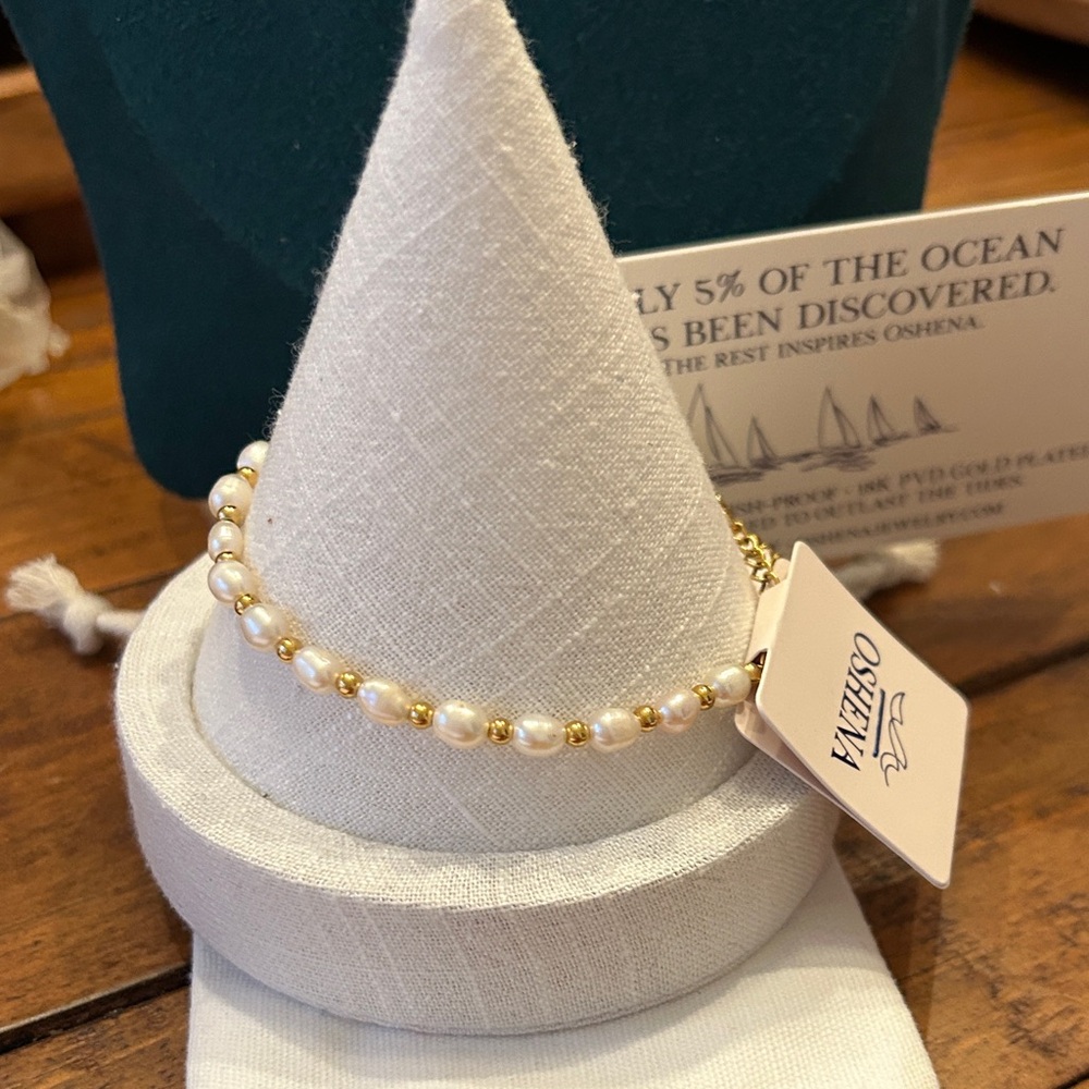 Oshena‎ Designer beachwear gold bead genuine Pearl Bracelet NEW Release!
